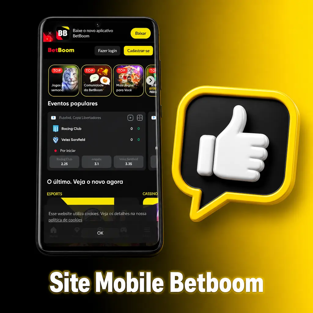 Site mobile da Betboom otimizado para smartphones e tablets